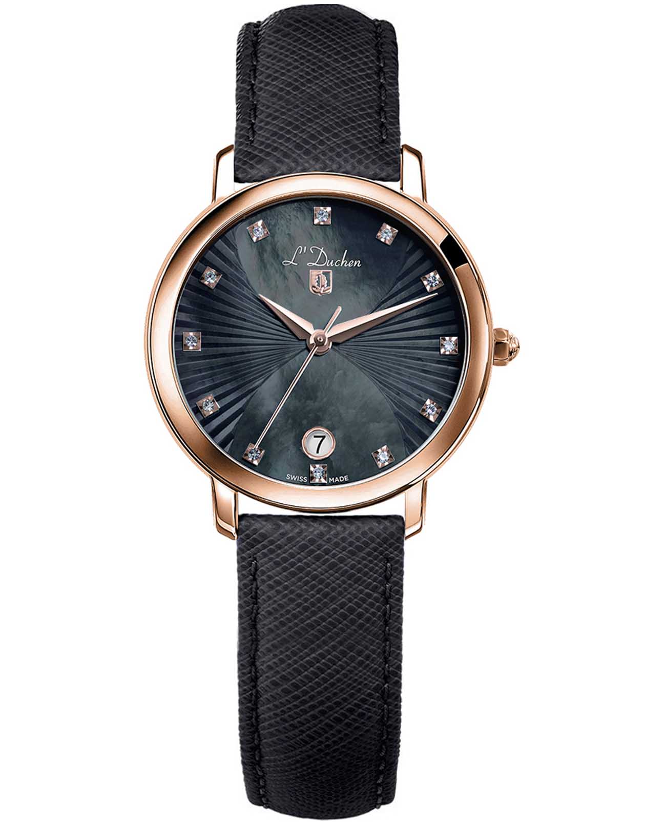 L'Duchen L'Duchen Eternity D 801.41.31  D 801.41.31 кварцевые женские часы черный циферблат, браслет кожаный — вид спереди